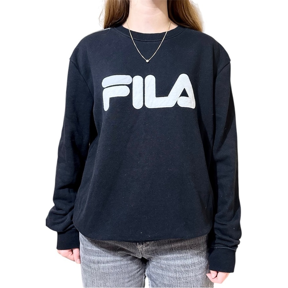 FILA Black Crewneck Sweatshirt with White Embroidered Logo
